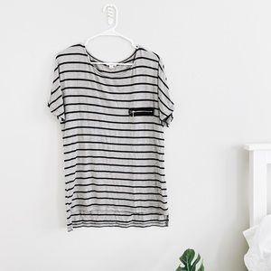 Striped Tee with Zipper Pocket